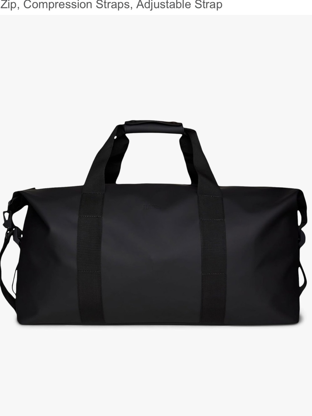 RAINS NWT Black Men’s Duffel Bag - Minimal Travel & Gym Carry